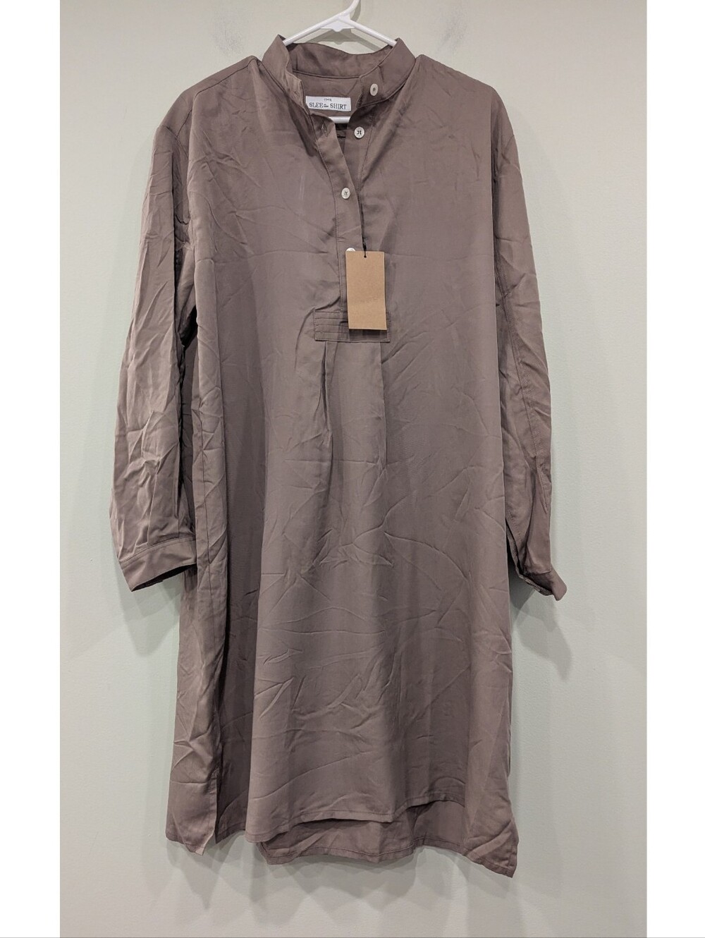 NWT The Sleep Shirt Long Sleep Shirt In Brown Tencel Lyocell One Size